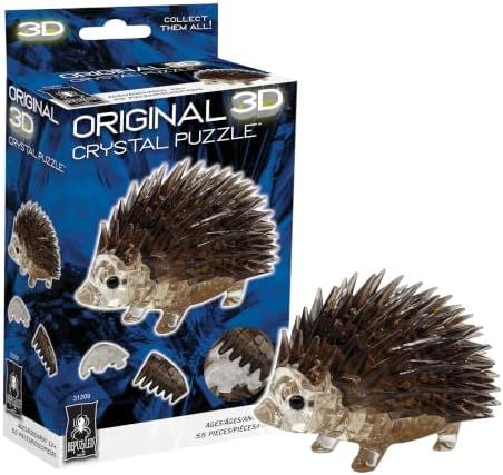 Brown Hedgehog original 3d crystal puzzle assembled on a work bench