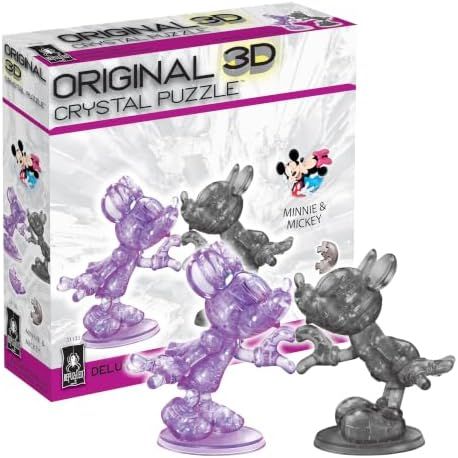 Disney Minnie & Mickey Heart Purple deluxe 3d crystal puzzle assembled on a work bench