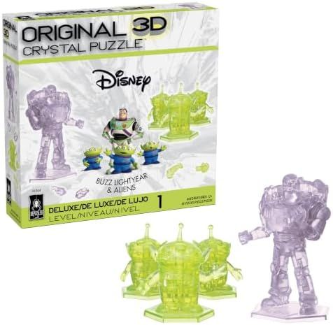 Disney Pixar Buzz & Aliens deluxe 3d crystal puzzle assembled on a work bench
