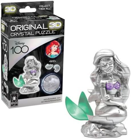 Disney Platinum Ariel original 3d crystal puzzle assembled on a work bench