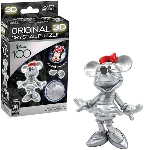 Disney Platinum Minnie original 3d crystal puzzle assembled on a work bench