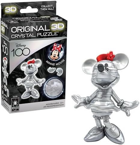 Disney Platinum Minnie original 3d crystal puzzle assembled on a work bench