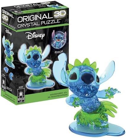 Disney Stitch II original 3d crystal puzzle assembled on a work bench