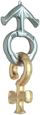 Dolce hanayama cast metal puzzle assembled on a work bench