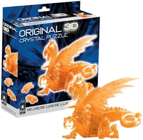 Dragon deluxe 3d crystal puzzle assembled on a work bench