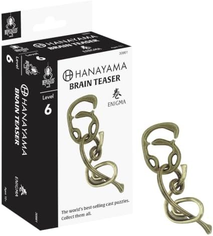 Enigma hanayama cast metal puzzle assembled on a work bench