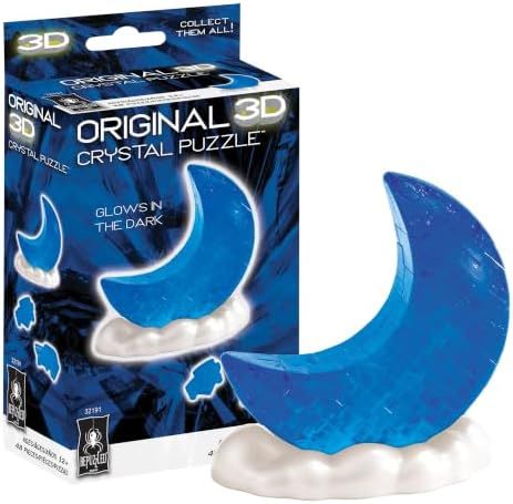 Glowing Moon original 3d crystal puzzle assembled on a work bench