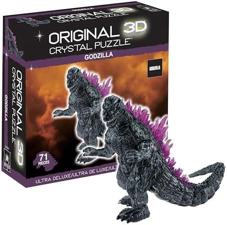 Godzilla ultra-deluxe 3d crystal puzzle assembled on a work bench