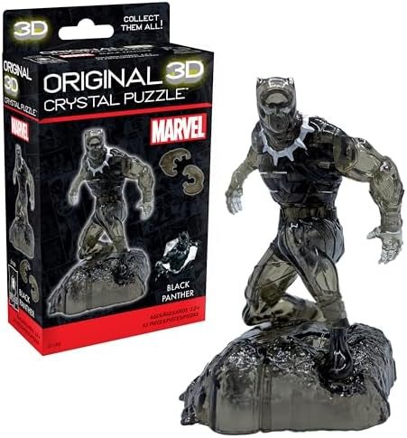 Marvel Black Panther original 3d crystal puzzle assembled on a work bench