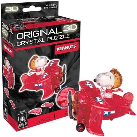 Peanuts Snoopy Flying Ace original 3d crystal puzzle assembled on a work bench