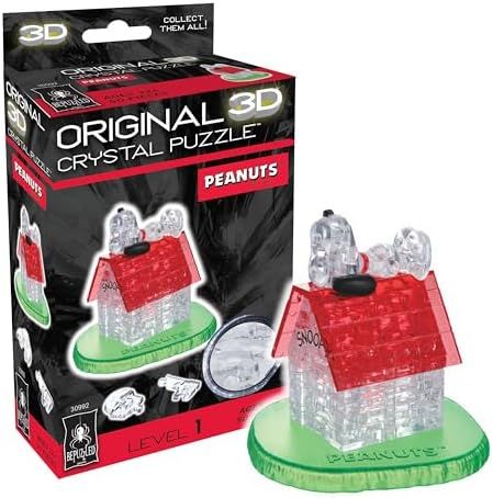 Peanuts Snoopy House original 3d crystal puzzle assembled on a work bench