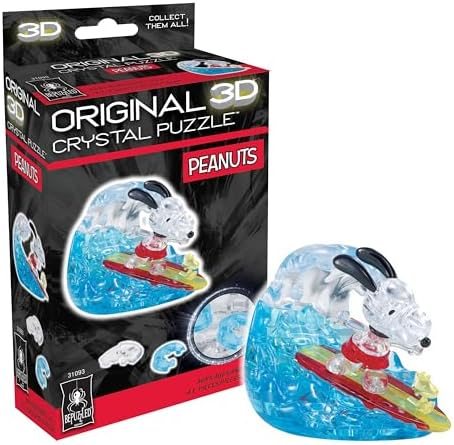 Peanuts Snoopy Surf original 3d crystal puzzle assembled on a work bench