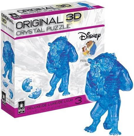 Prince Adam Disney Beauty & The Beast deluxe 3d crystal puzzle assembled on a work bench